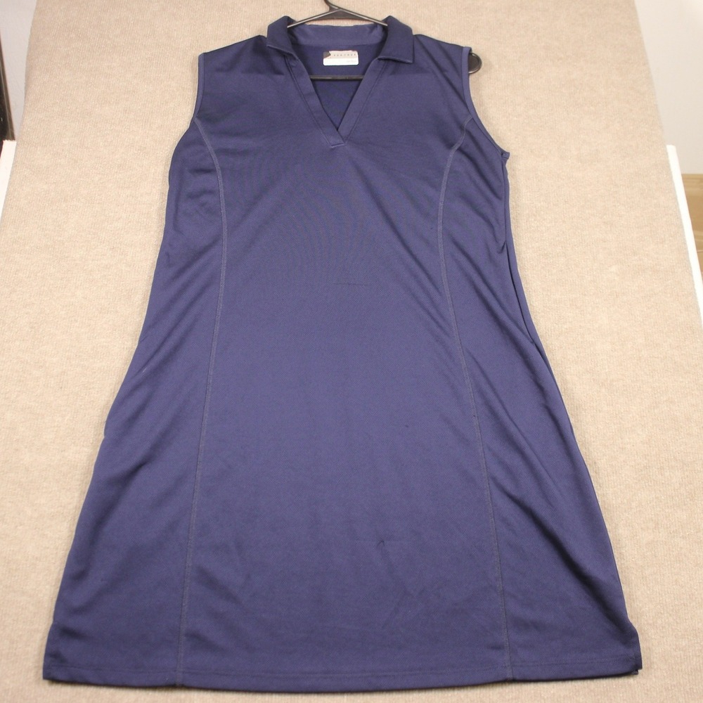 PGA Tour Airflux Womens XL Navy Blue Sleeveless Golf Dress V-Neck Polo Mesh